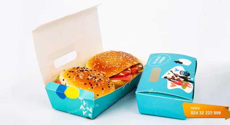 Mẫu hộp giấy đựng bánh hamburger đẹp