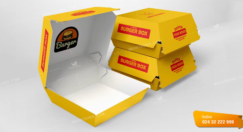 Mẫu hộp giấy đựng bánh hamburger đẹp