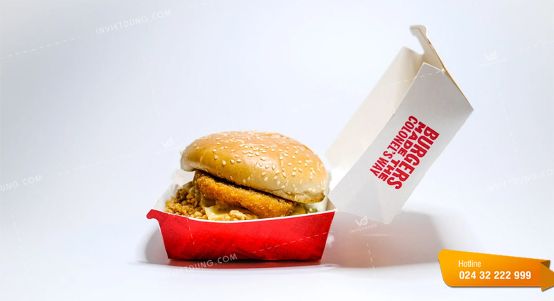 Mẫu hộp giấy đựng bánh hamburger đẹp