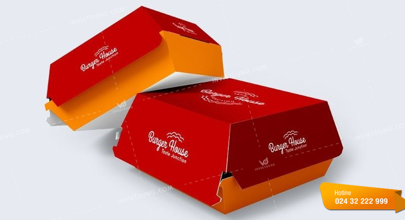 Mẫu hộp giấy đựng bánh hamburger đẹp