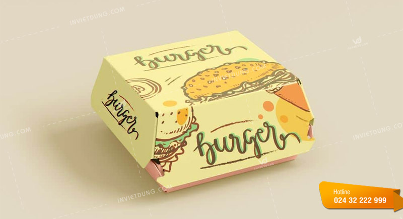 Mẫu hộp giấy đựng bánh hamburger đẹp