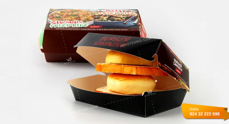 Mẫu hộp giấy đựng bánh hamburger đẹp