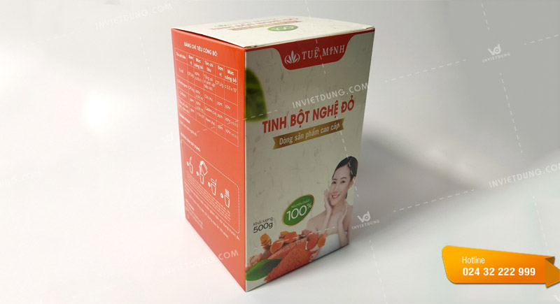 Mẫu hộp giấy đựng tinh bột nghệ