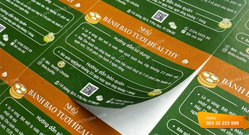 Mẫu tem nhãn bánh bao thiết kế đầy đủ thông tin sản phẩm