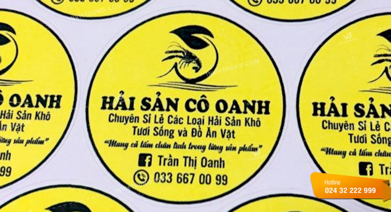 Mẫu tem nhãn dán hải sản Cô Oanh