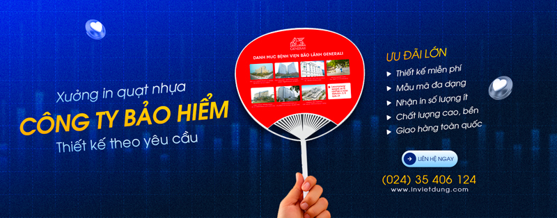 In quạt nhựa quảng cáo công ty bảo hiểm mẫu mã độc đáo