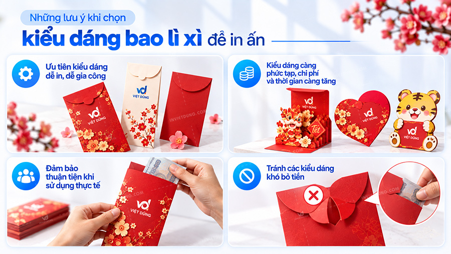 Những lưu ý khi lựa chọn kiểu dáng bao lì xì