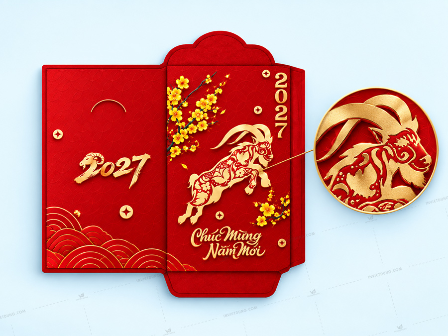 Mẫu bao lì xì ép kim