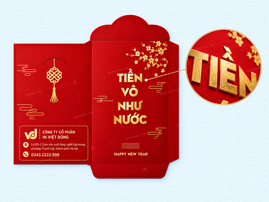 Mẫu bao lì xì ép kim