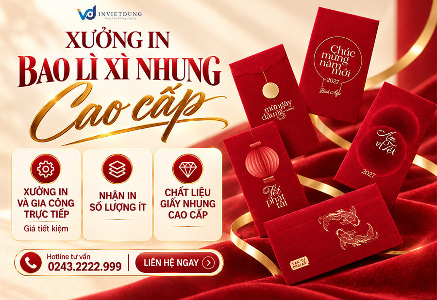 In bao lì xì giấy nhung