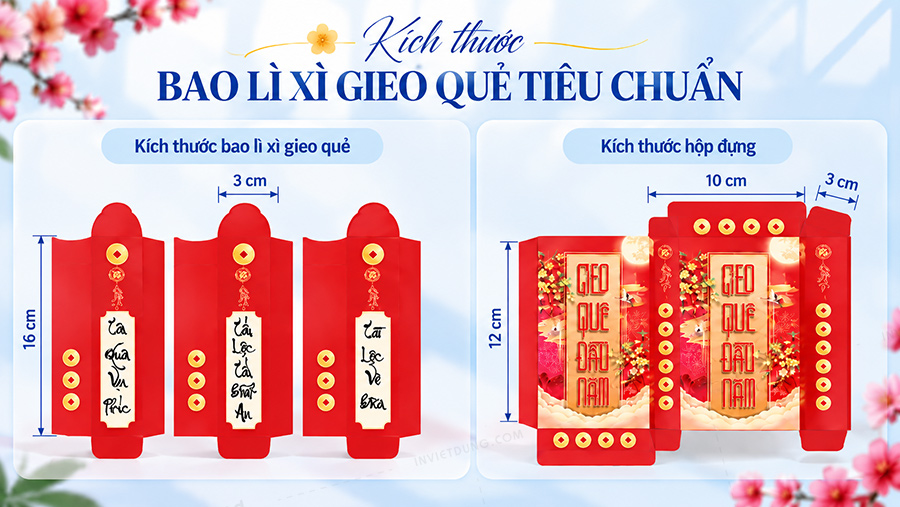 Kích thước bao lì xì gieo quẻ