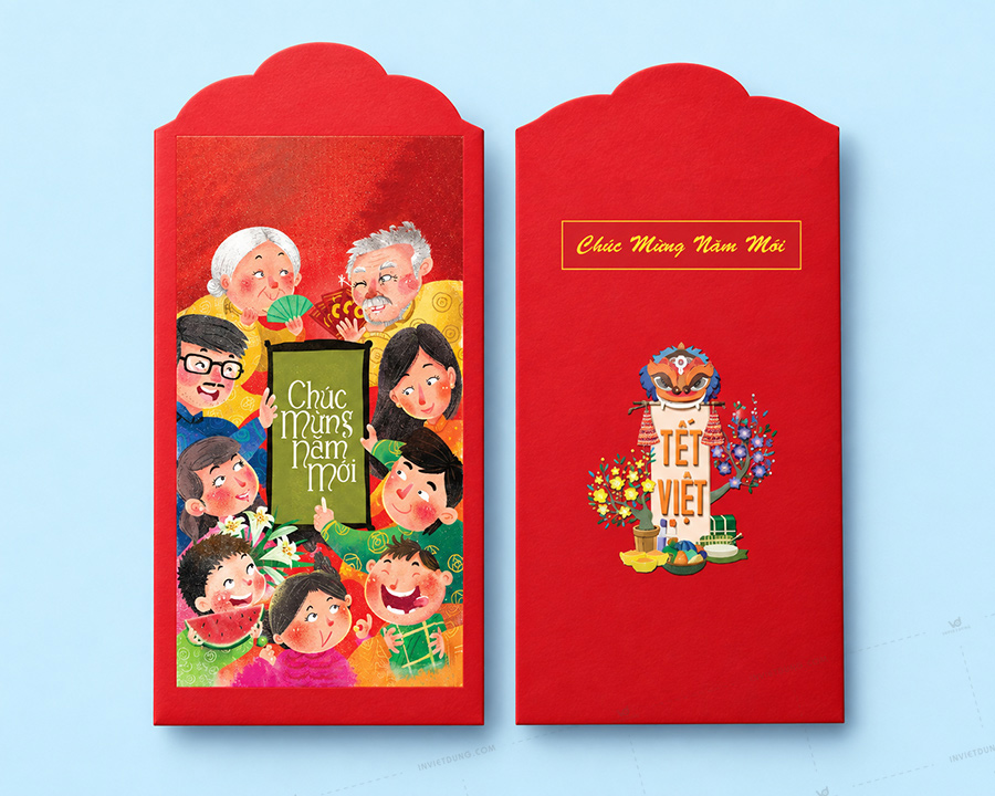 Mẫu thiết kế bao lì xì Adobe Illustrator