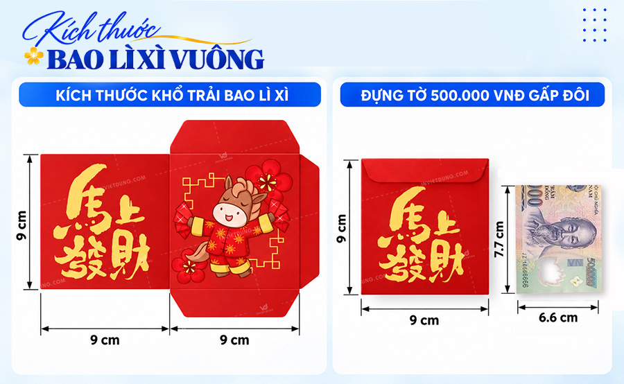 Kích thước bao lì xì giấy kraft