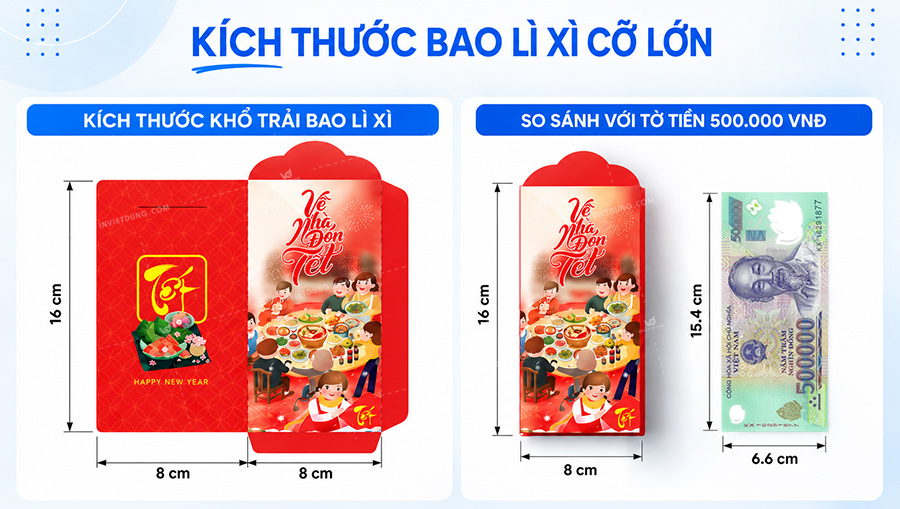 Kích thước bao lì xì cỡ lớn