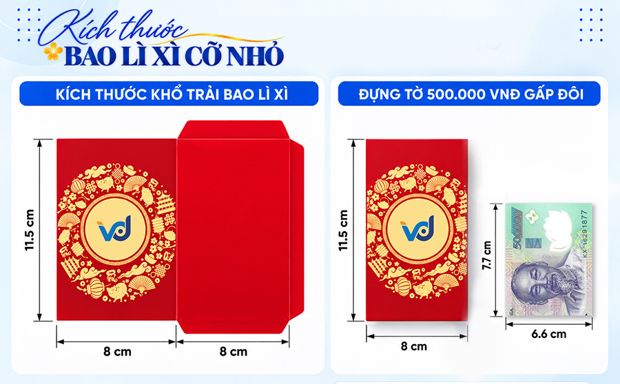Kích thước bao lì xì cỡ nhỏ