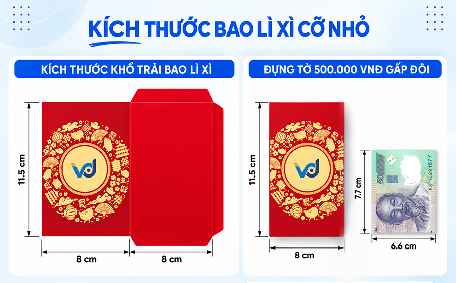 Kích thước bao lì xì cỡ nhỏ