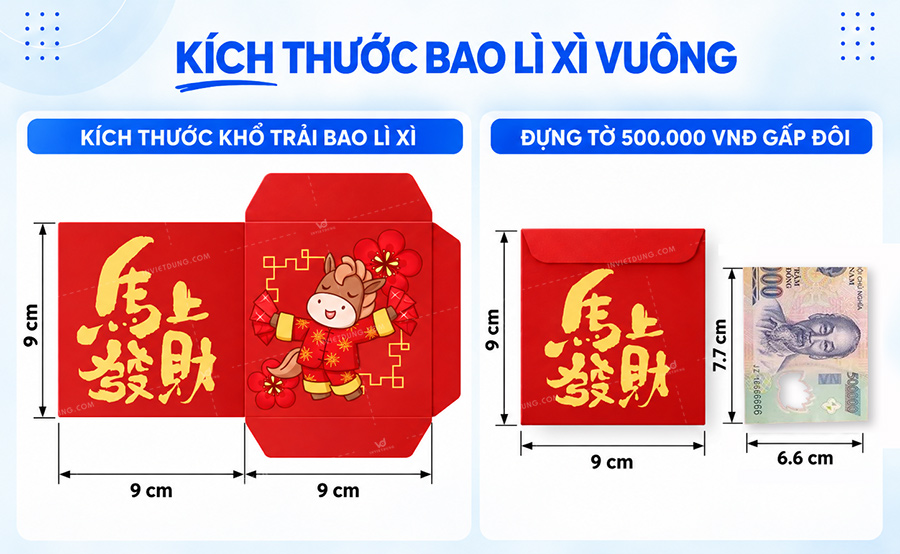 Kích thước bao lì xì cỡ nhỏ