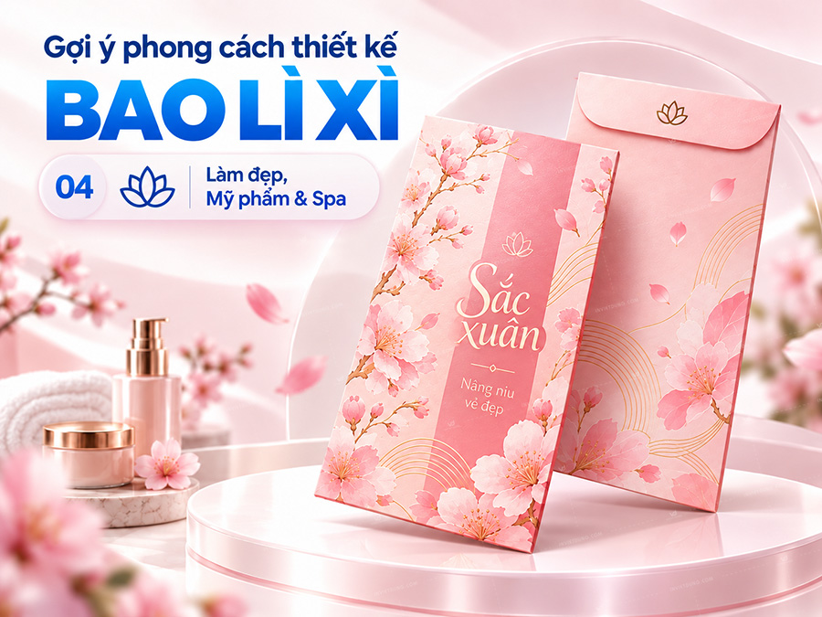 Bao lì xì phong cách làm đẹp, mỹ phẩm, spa