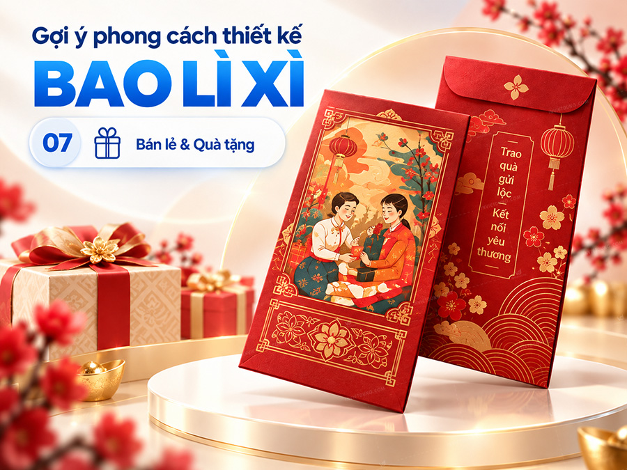 Bao lì xì phong cách bán lẻ, quà tặng