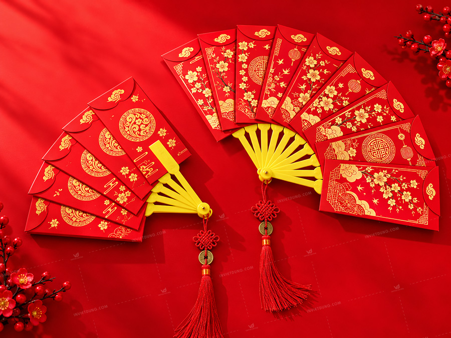 Mẫu bao lì xì hình quạt