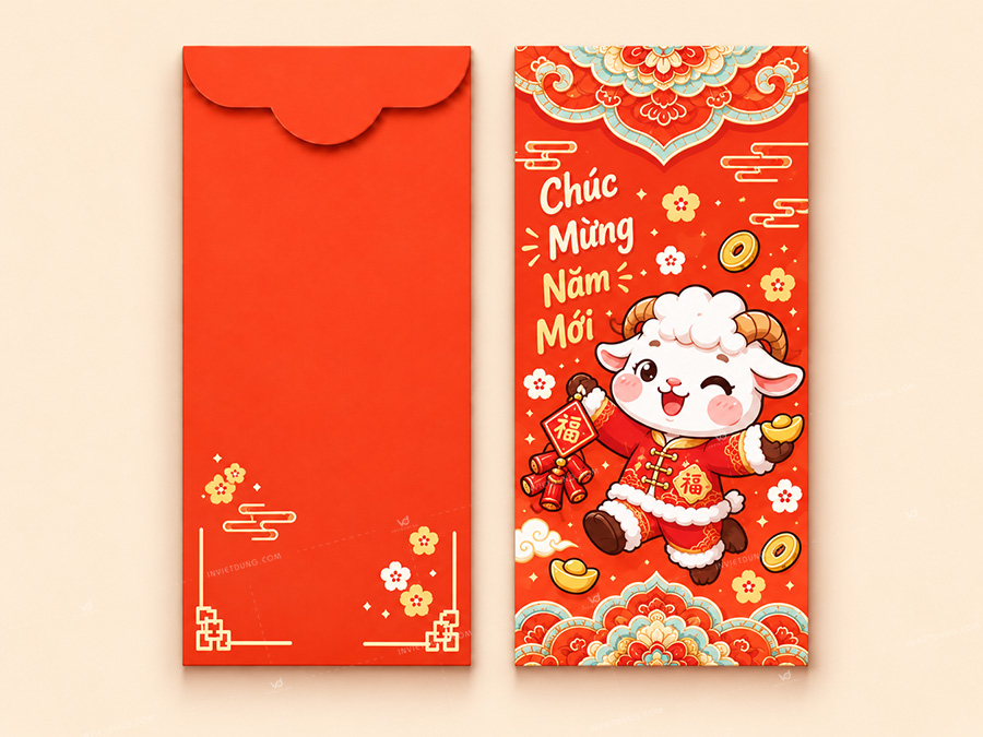 Mẫu bao lì xì hình con dê
