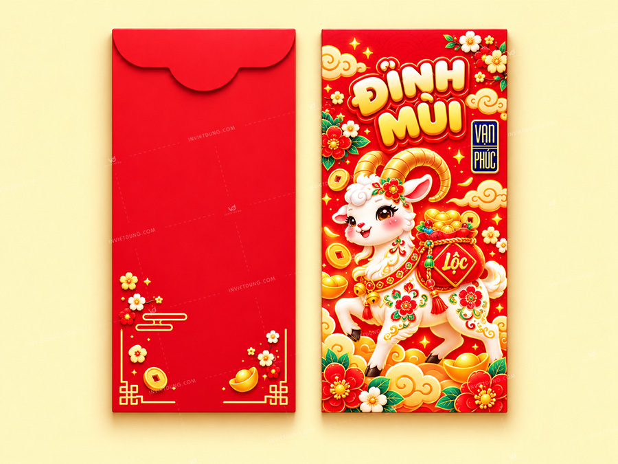 Mẫu bao lì xì hình con dê