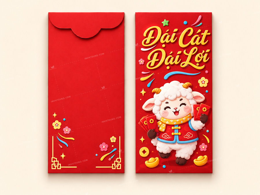 Mẫu bao lì xì hình con dê
