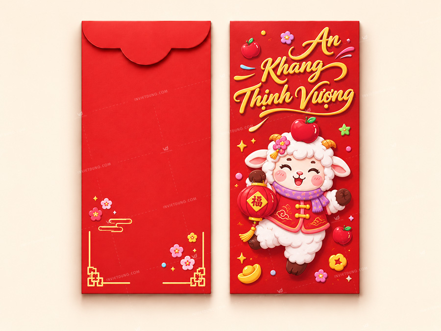Mẫu bao lì xì hình con dê