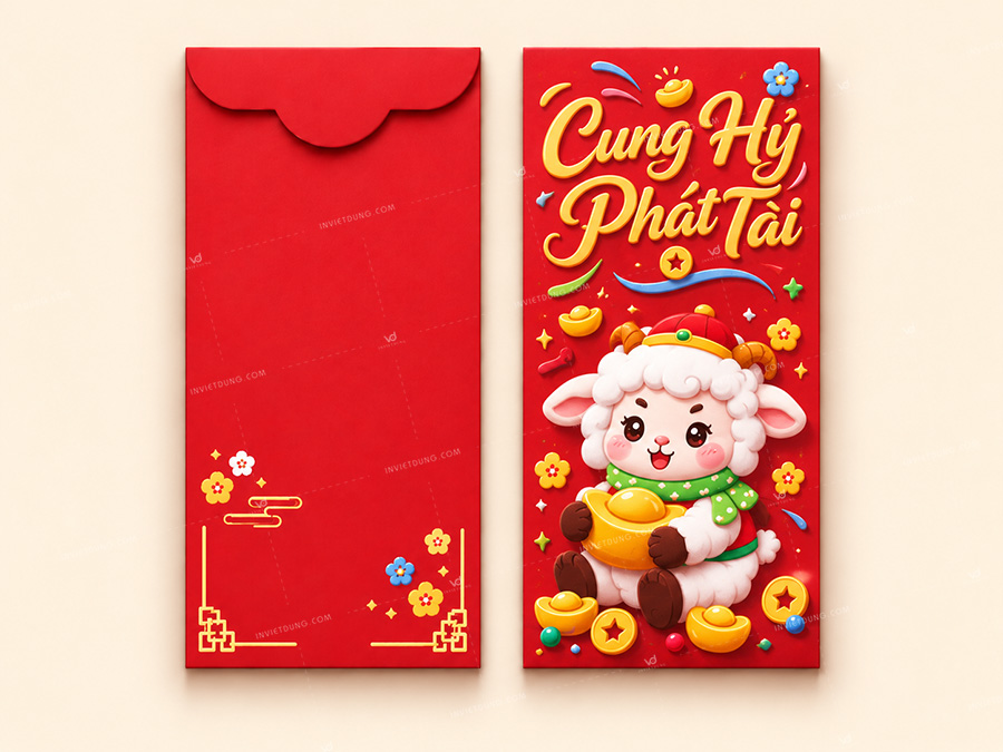 Mẫu bao lì xì hình con dê