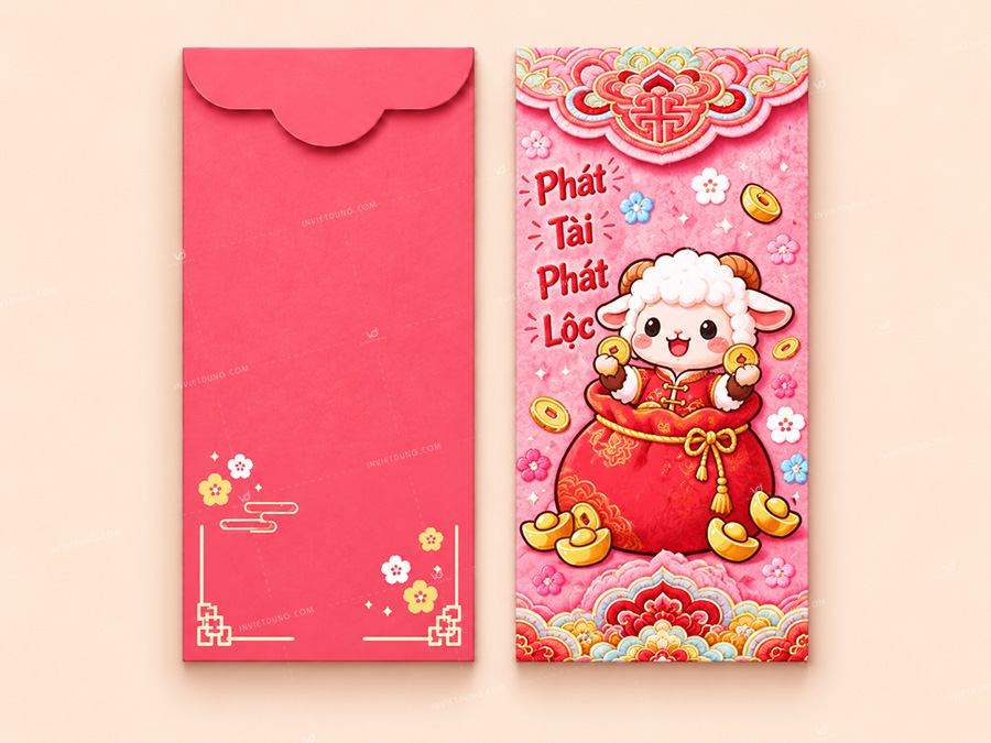 30+ mẫu bao lì xì hình con Dê Đinh Mùi 2027