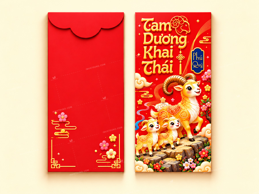 Mẫu bao lì xì hình con dê