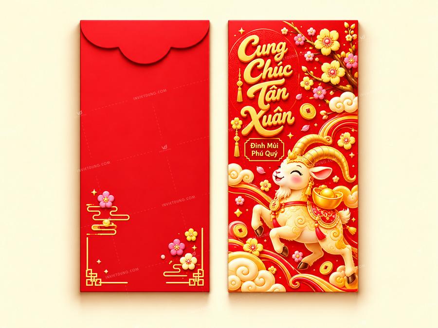 Mẫu bao lì xì hình con dê