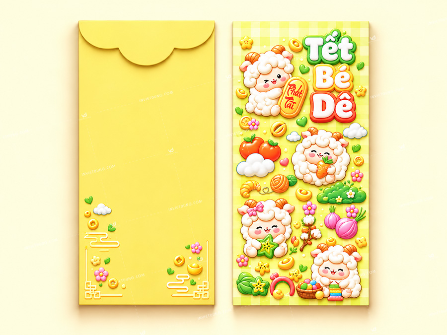 Mẫu bao lì xì hình con dê