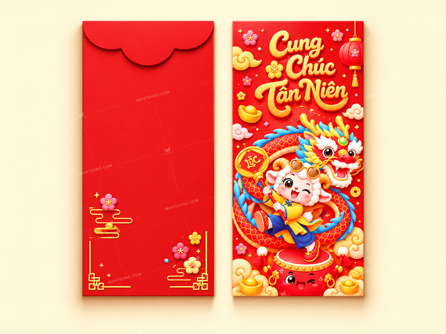 Mẫu bao lì xì hình con dê