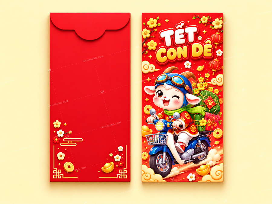 Mẫu bao lì xì hình con dê