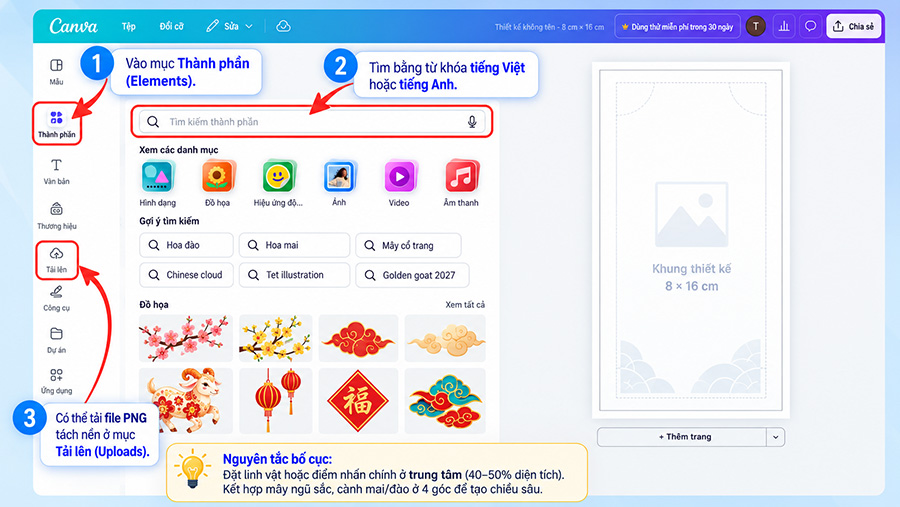 Thiết kế bao lì xì bằng Canva