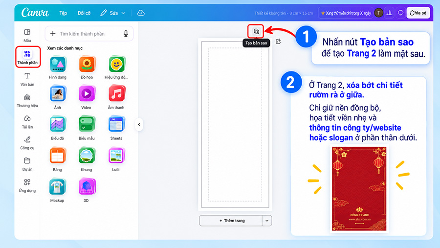 Thiết kế bao lì xì bằng Canva