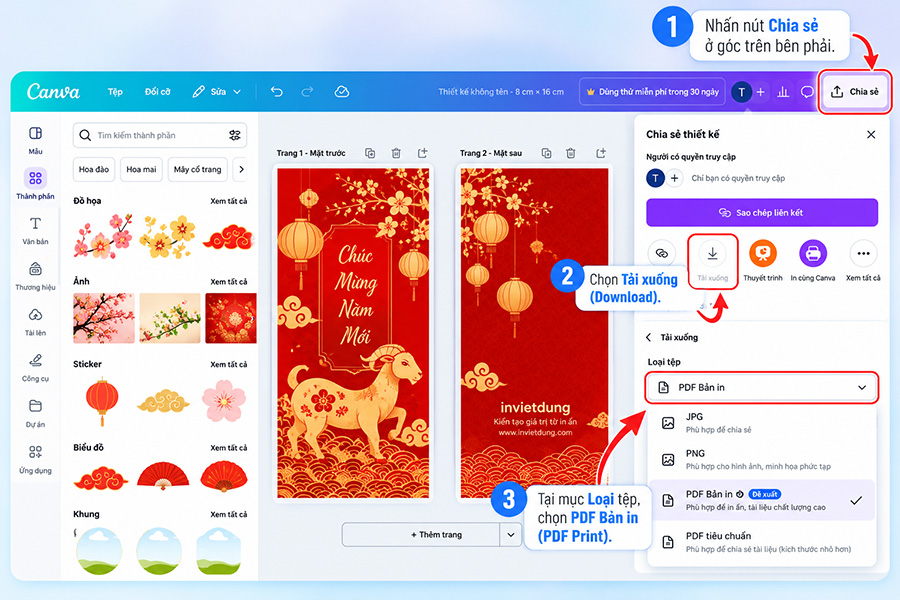 Thiết kế bao lì xì bằng Canva