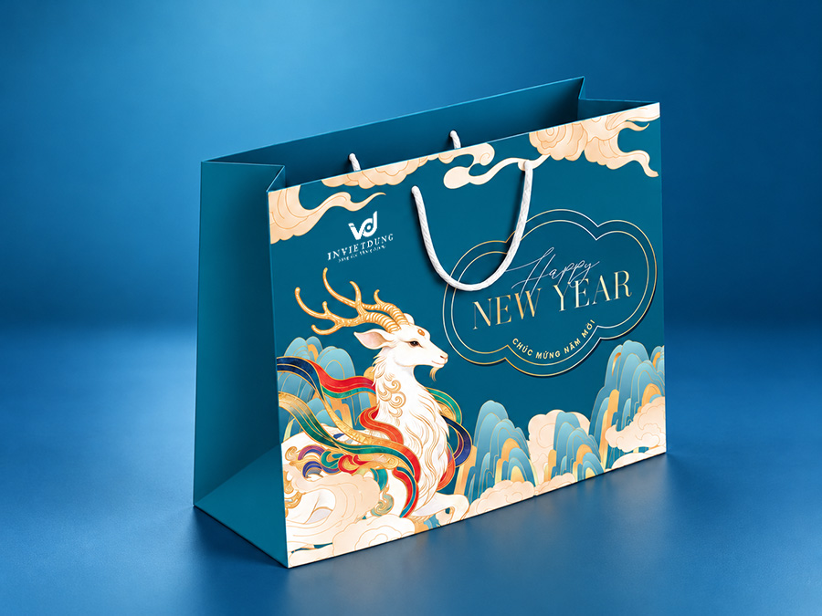 Túi giấy đựng quà Tết hình con dê
