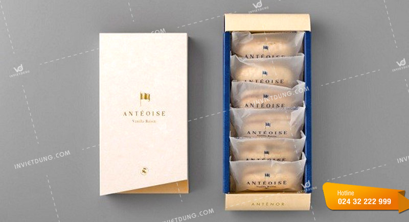 Mẫu hộp đựng bánh ngọt thương hiệu ANTEOISE do In Việt Dũng thiết kế và in ấn