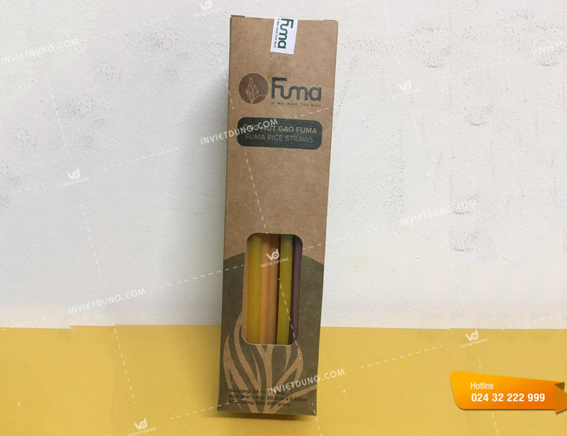 Hộp giấy đựng ống hút gạo thương hiệu Funa do In Việt Dũng thiết kế và in ấn