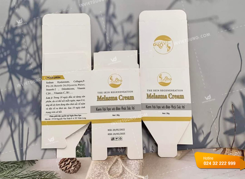 Vỏ hộp giấy ivory đựng serum mỹ phẩm Melasma Cream