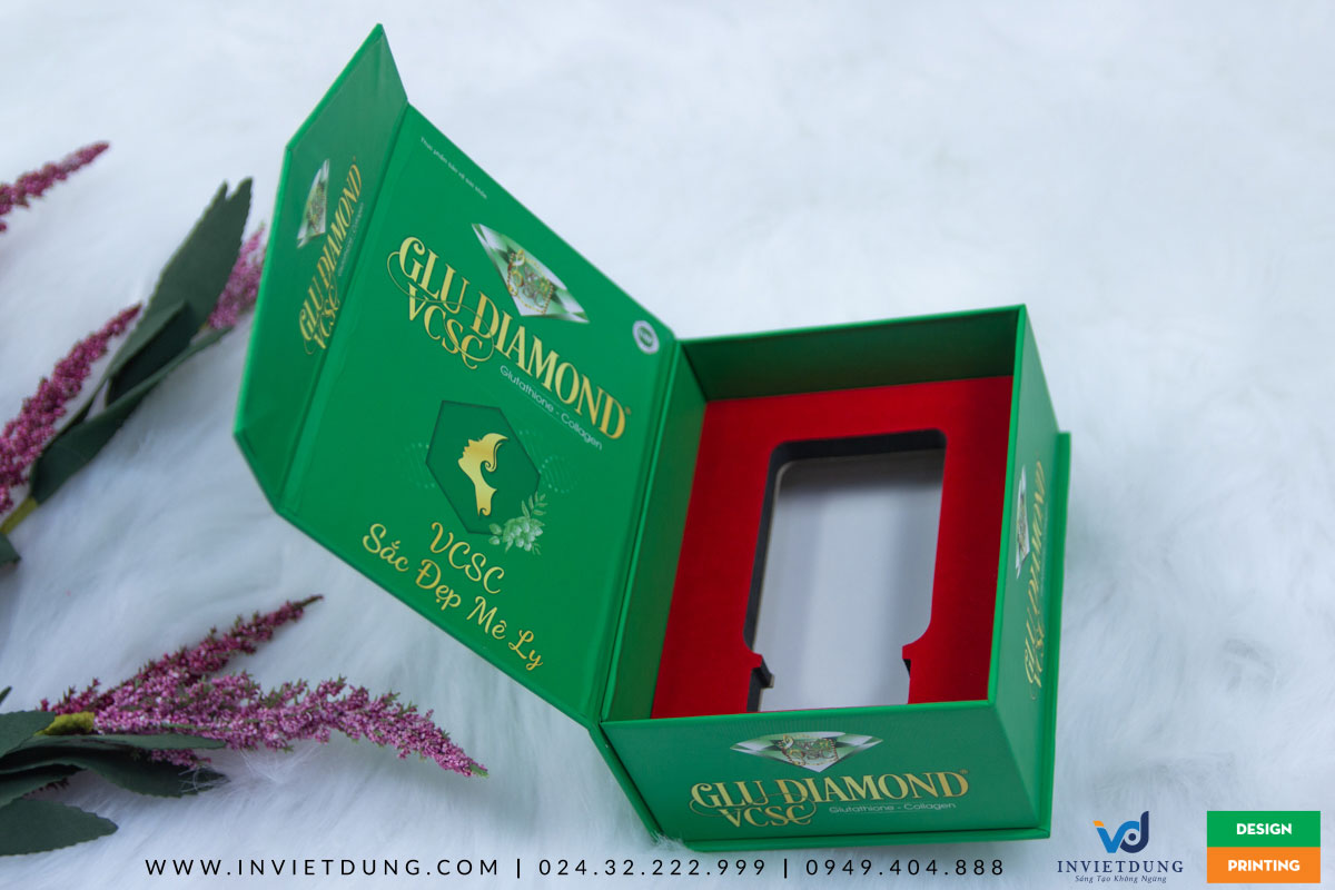 Mẫu hộp cứng sản phẩm bảo vệ sức khỏe Glu Diamond
