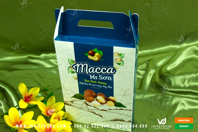 Mẫu hộp giấy đựng hạt dinh dưỡng Macca