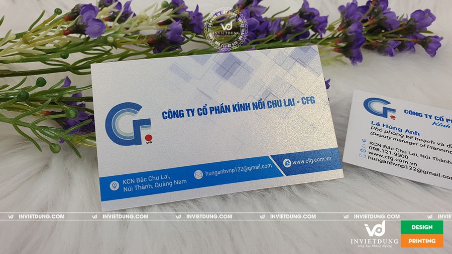 Mẫu name card giấy mỹ thuật cho công ty cổ phần kính nổi Chu Lai