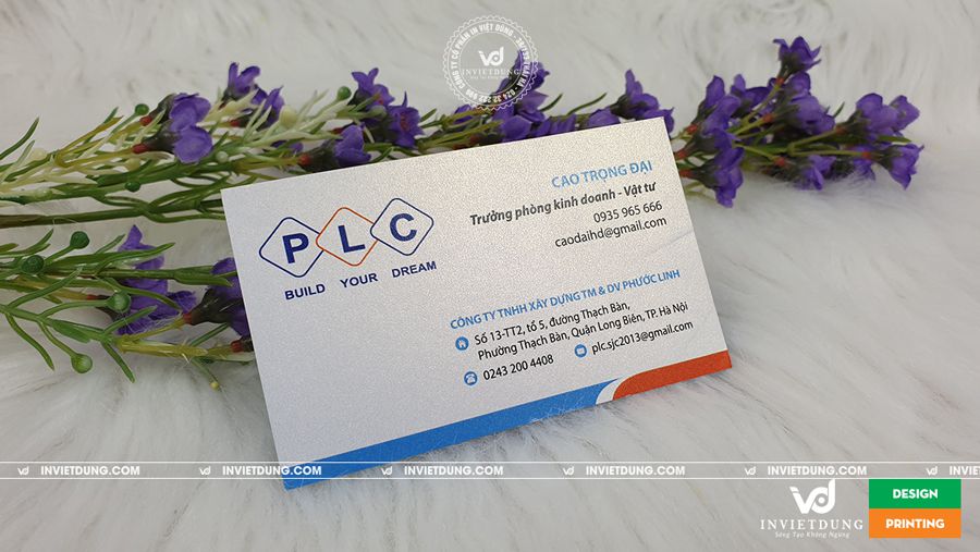 Mẫu card visit giấy mỹ thuật cao cấp cho cty xây dựng PLC