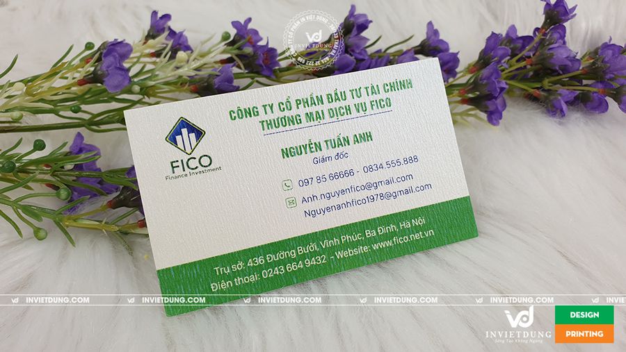 Mẫu card visit bằng giấy mỹ thuật của Giám đốc công ty Fico