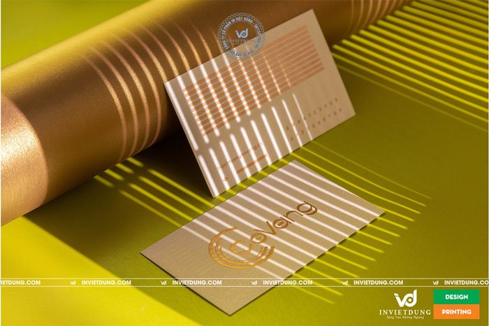 Mẫu card visist ép kim ánh vàng trên giấy mỹ thuật công ty Covang