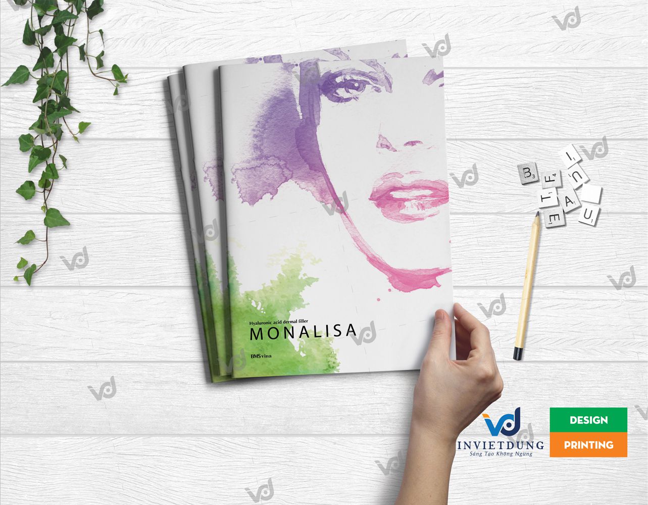 Mẫu brochure MONALISA đẹp do In Việt Dũng thiết kế và in ấn