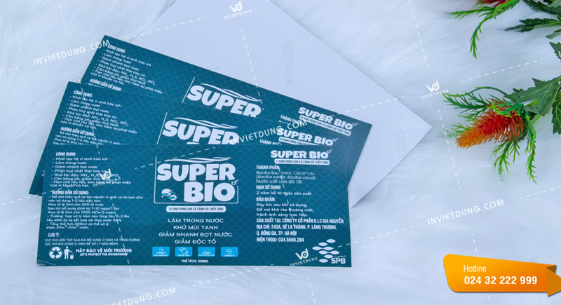 Mẫu in decal giấy đẹp và chuyên nghiệp cho thương hiệu Super Bio